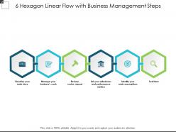 6 hexagon linear flow with business management steps