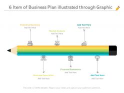6 item of business plan illustrated through graphic