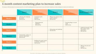 6 Month Content Marketing Plan To Increase Sales
