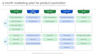 6 Month Marketing Plan For Product Promotion