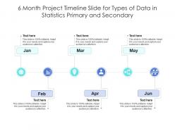 6 Month Project Timeline Slide For Types Of Data In Statistics Primary And Secondary Infographic Template