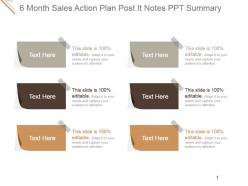 6 month sales action plan post it notes ppt summary