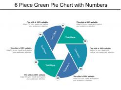 6 piece green pie chart with numbers