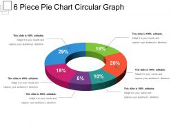 6 piece pie chart circular graph sample ppt presentation