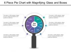 6 piece pie chart with magnifying glass and boxes