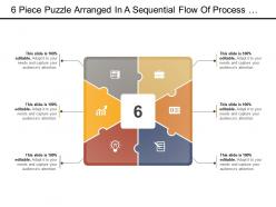 6 piece puzzle arranged in a sequential flow of process with icon