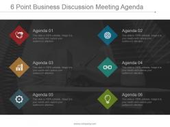 6 point business discussion meeting agenda powerpoint slide show