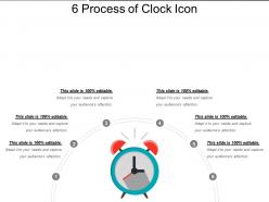 6 process of clock icon ppt slide template