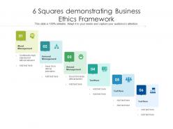 6 squares demonstrating business ethics framework