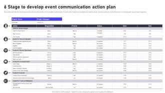 6 Stage To Develop Event Communication Action Plan