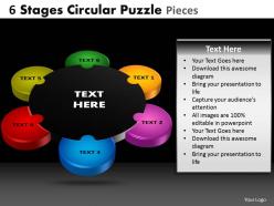 6 stages circular puzzle pieces powerpoint slides and ppt templates db
