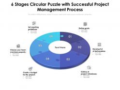 6 stages circular puzzle with successful project management process