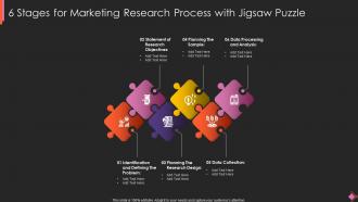 6 Stages For Marketing Research Process With Jigsaw Puzzle