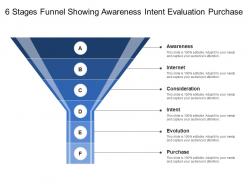 6 Stages Funnel Showing Awareness Intent Evaluation Purchase