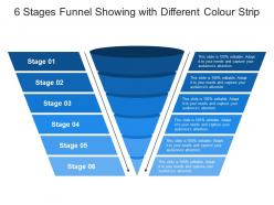 6 stages funnel showing with different colour strip