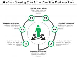 6 step showing four arrow direction business icon