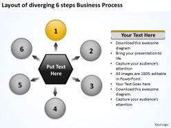 6 steps business powerpoint theme process relative circular flow arrow diagram slides