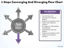 6 steps converging and diverging flow chart circular layout diagram powerpoint slides