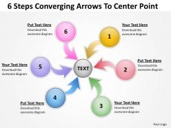 6 steps converging arrows to center point process software powerpoint templates