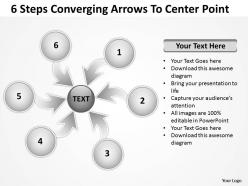 6 steps converging arrows to center point process software powerpoint templates