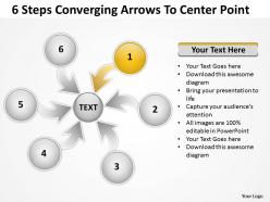 6 steps converging arrows to center point process software powerpoint templates