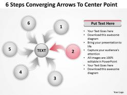6 steps converging arrows to center point process software powerpoint templates