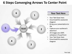 6 steps converging arrows to center point process software powerpoint templates