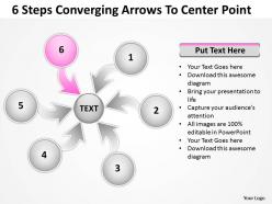 6 steps converging arrows to center point process software powerpoint templates