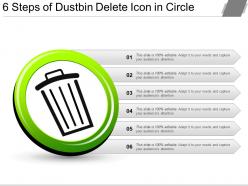 6 steps of dustbin delete icon in circle