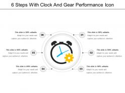 6 steps with clock and gear performance icon