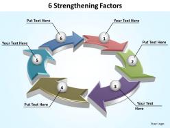 6 strengthening factors shown by interconnected arrows powerpoint diagram templates graphics 712