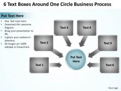 6 text boxes around one circle business process powerpoint templates ppt presentation slides 812