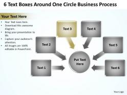 6 text boxes around one circle business process powerpoint templates ppt presentation slides 812