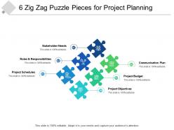 6 zig zag puzzle pieces for project planning