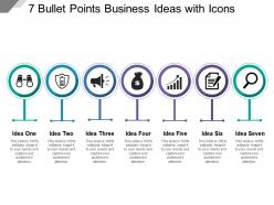 7 bullet points business ideas with icons