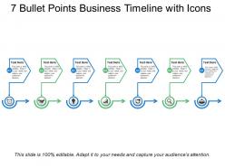 7 bullet points business timeline with icons