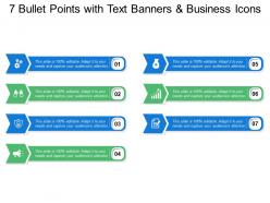 7 bullet points with text banners and business icons