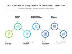 7 circle with arrows in zig zag flow for new product development