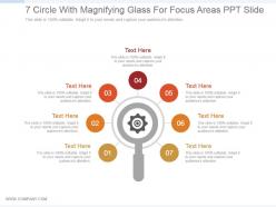 7 circle with magnifying glass for focus areas ppt slide