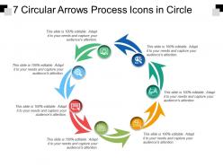 7 circular arrows process icons in circle