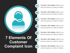 7 elements of customer complaint icon powerpoint show