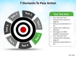 7 elements to pass action with bullseye in center powerpoint diagram templates graphics 712