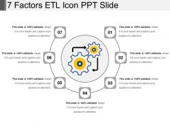 7 factors etl icon ppt slide