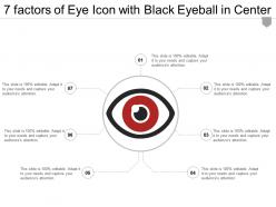 7 factors of eye icon with black eyeball in center