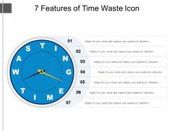 7 Features Of Time Waste Icon PPT Slide Templates