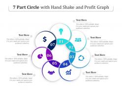 7 part circle with hand shake and profit graph