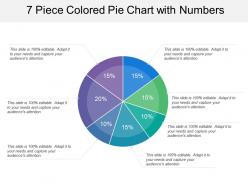 7 piece colored pie chart with numbers