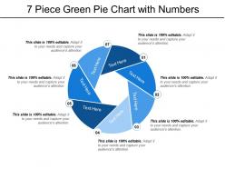 7 piece green pie chart with numbers