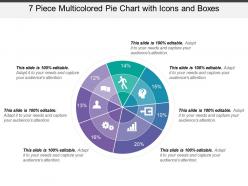 7 piece multicolored pie chart with icons and boxes