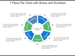 7 piece pie chart with boxes and numbers